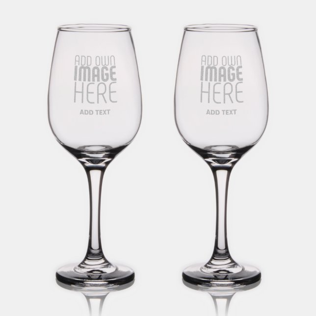 MODERN EDITABLE SIMPLE CLEAR IMAGE TEXT TEMPLATE WINE GLASS (Glassware)