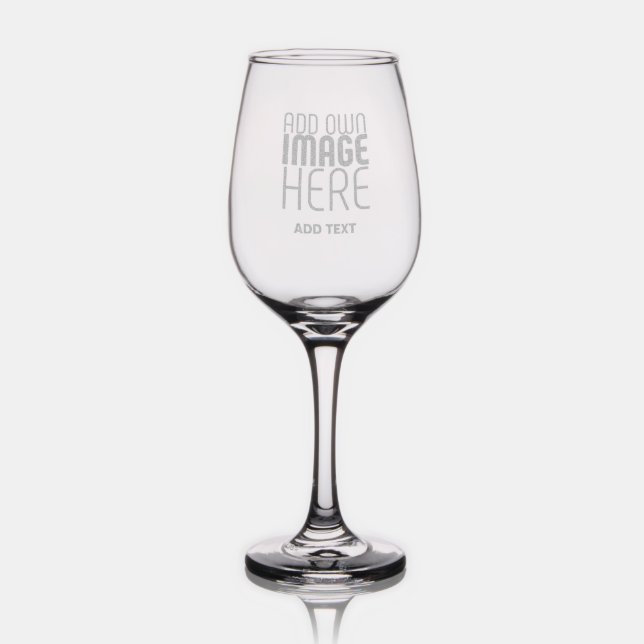 MODERN EDITABLE SIMPLE CLEAR IMAGE TEXT TEMPLATE WINE GLASS (Glassware)