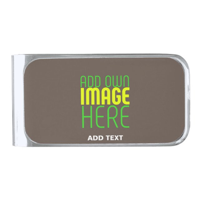 MODERN EDITABLE SIMPLE COFFEE IMAGE TEXT TEMPLATE SILVER FINISH MONEY CLIP (Front)