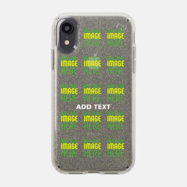 MODERN EDITABLE SIMPLE GLITTER IMAGE TEXT TEMPLATE SPECK iPhone XR CASE (Front (Black Phone))