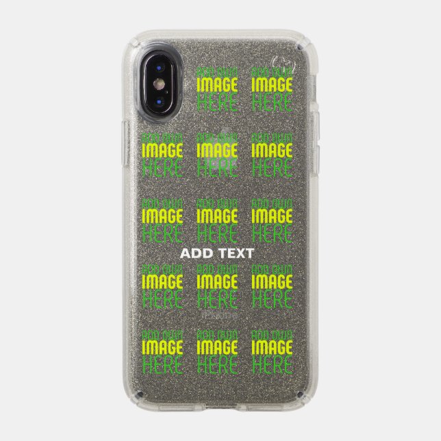 MODERN EDITABLE SIMPLE GLITTER IMAGE TEXT TEMPLATE SPECK iPhone XS CASE (Front (Black Phone))