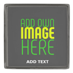 MODERN EDITABLE SIMPLE GREY IMAGE TEXT TEMPLATE GUNMETAL FINISH LAPEL PIN