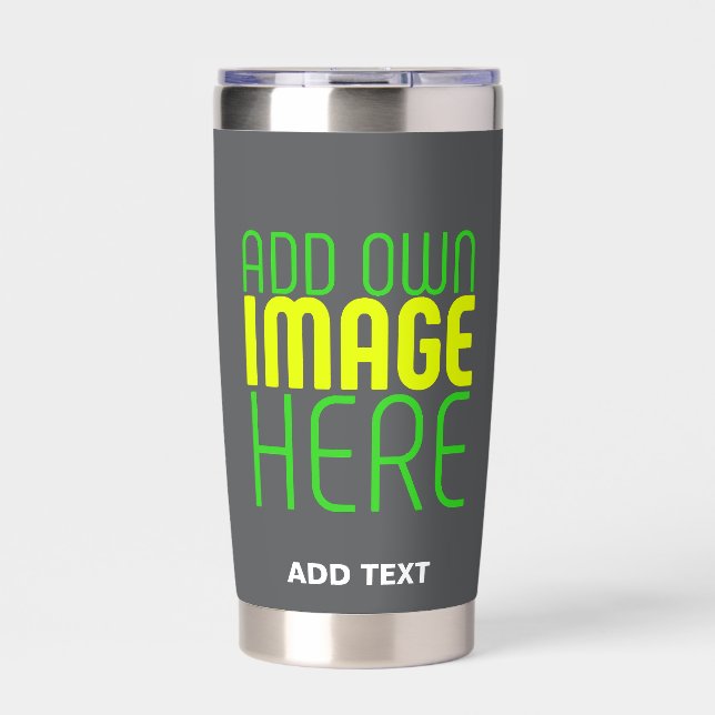 MODERN EDITABLE SIMPLE GREY IMAGE TEXT TEMPLATE INSULATED TUMBLER (Front)