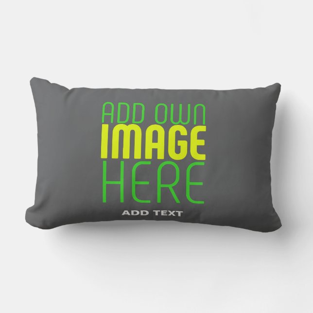 MODERN EDITABLE SIMPLE GREY IMAGE TEXT TEMPLATE LUMBAR PILLOW (Front)