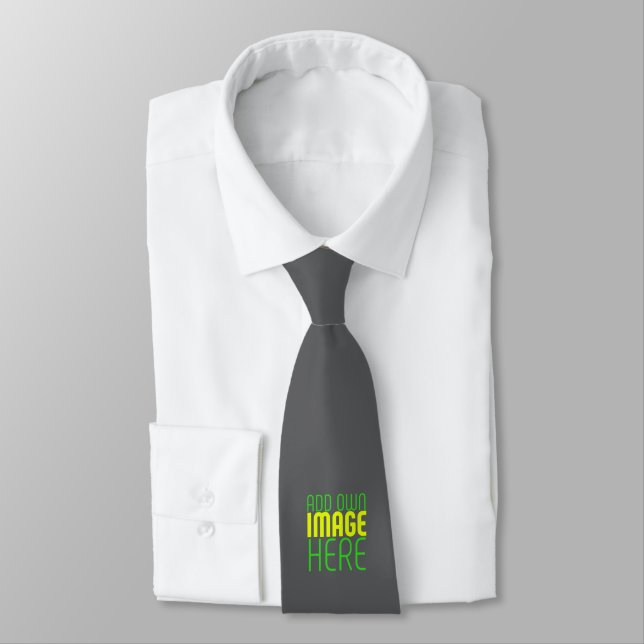 MODERN EDITABLE SIMPLE GREY IMAGE TEXT TEMPLATE NECK TIE (Tied)
