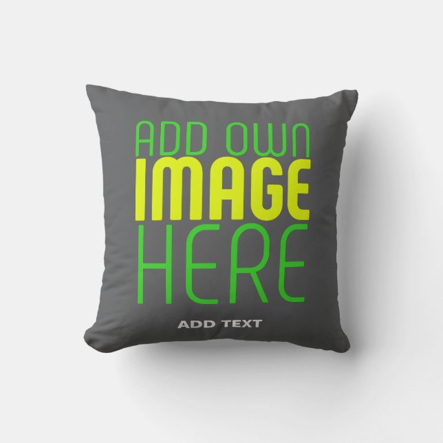 MODERN EDITABLE SIMPLE GREY IMAGE TEXT TEMPLATE THROW PILLOW (Front)