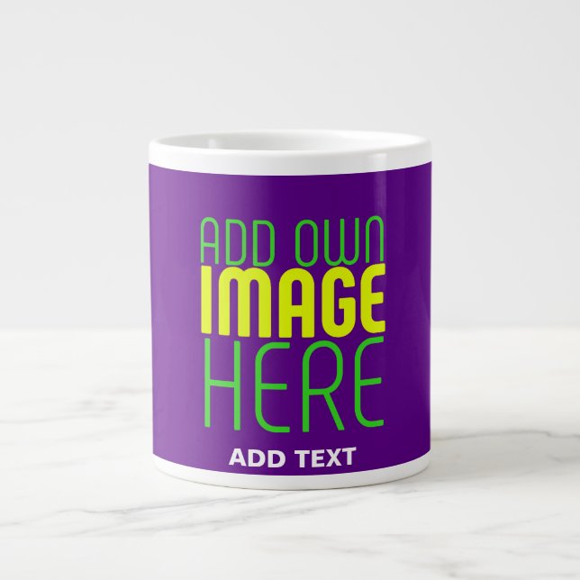 MODERN EDITABLE SIMPLE INDIGO IMAGE TEXT TEMPLATE GIANT COFFEE MUG (Front)