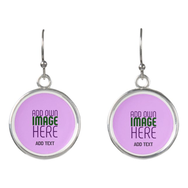 MODERN EDITABLE SIMPLE MAUVE IMAGE TEXT TEMPLATE EARRINGS (Front)