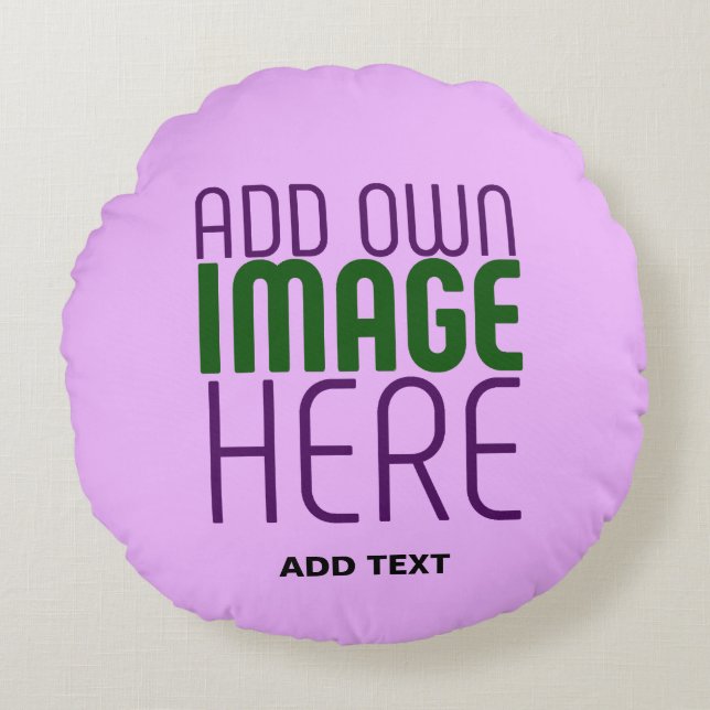 MODERN EDITABLE SIMPLE MAUVE IMAGE TEXT TEMPLATE ROUND PILLOW (Front)