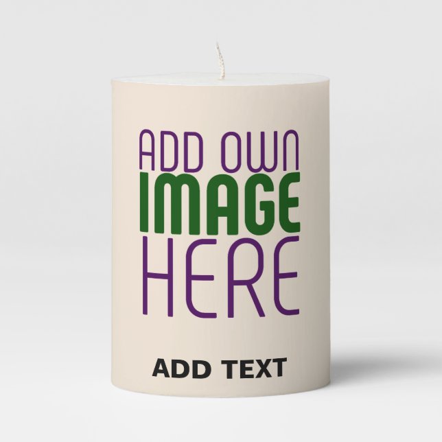 MODERN EDITABLE SIMPLE NATURAL IMAGE TEXT TEMPLATE PILLAR CANDLE (Front)