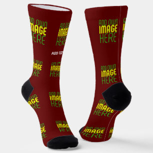 MODERN EDITABLE SIMPLE OXBLOOD IMAGE TEXT TEMPLATE SOCKS