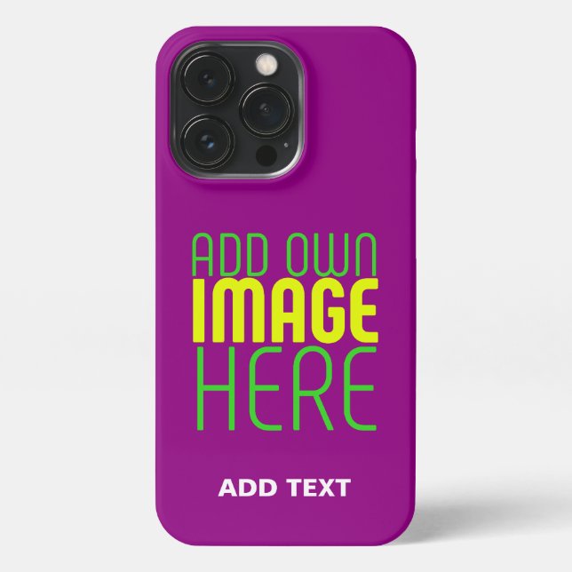 MODERN EDITABLE SIMPLE PURPLE IMAGE TEXT TEMPLATE iPhone CASE (Back)