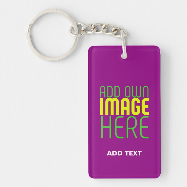 MODERN EDITABLE SIMPLE PURPLE IMAGE TEXT TEMPLATE KEYCHAIN (Front)