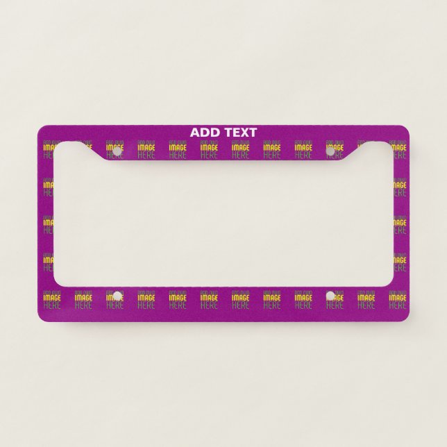 MODERN EDITABLE SIMPLE PURPLE IMAGE TEXT TEMPLATE LICENSE PLATE FRAME (Front)