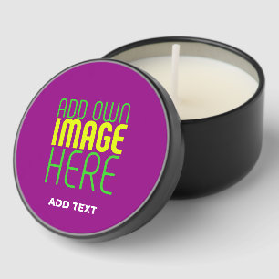 MODERN EDITABLE SIMPLE PURPLE IMAGE TEXT TEMPLATE MINI CANDLE FAVORS