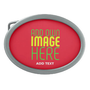 MODERN EDITABLE SIMPLE RED IMAGE TEXT TEMPLATE BELT BUCKLE
