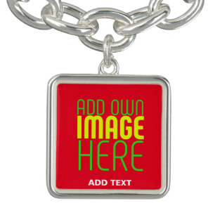 MODERN EDITABLE SIMPLE RED IMAGE TEXT TEMPLATE BRACELET