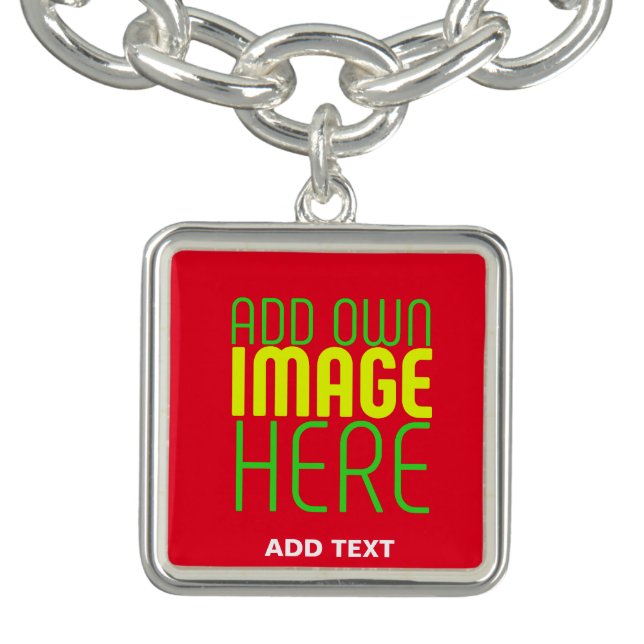 MODERN EDITABLE SIMPLE RED IMAGE TEXT TEMPLATE BRACELET (Design)