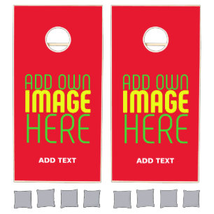MODERN EDITABLE SIMPLE RED IMAGE TEXT TEMPLATE CORNHOLE SET
