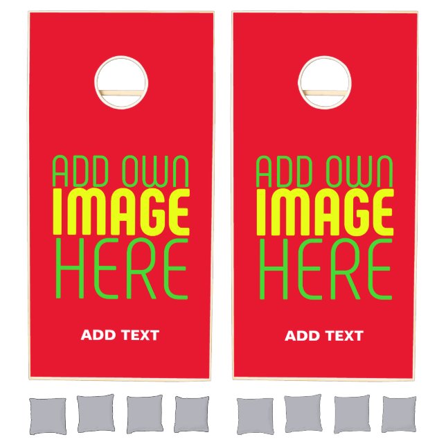 MODERN EDITABLE SIMPLE RED IMAGE TEXT TEMPLATE CORNHOLE SET (Set)