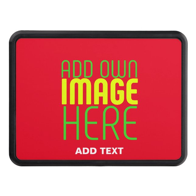 MODERN EDITABLE SIMPLE RED IMAGE TEXT TEMPLATE HITCH COVER (Front)