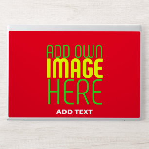 MODERN EDITABLE SIMPLE RED IMAGE TEXT TEMPLATE HP LAPTOP SKIN