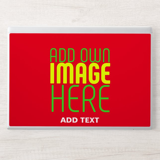 MODERN EDITABLE SIMPLE RED IMAGE TEXT TEMPLATE HP LAPTOP SKIN (Front)