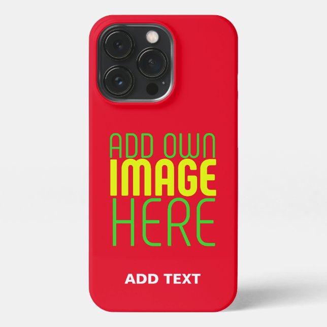 MODERN EDITABLE SIMPLE RED IMAGE TEXT TEMPLATE iPhone CASE (Back)