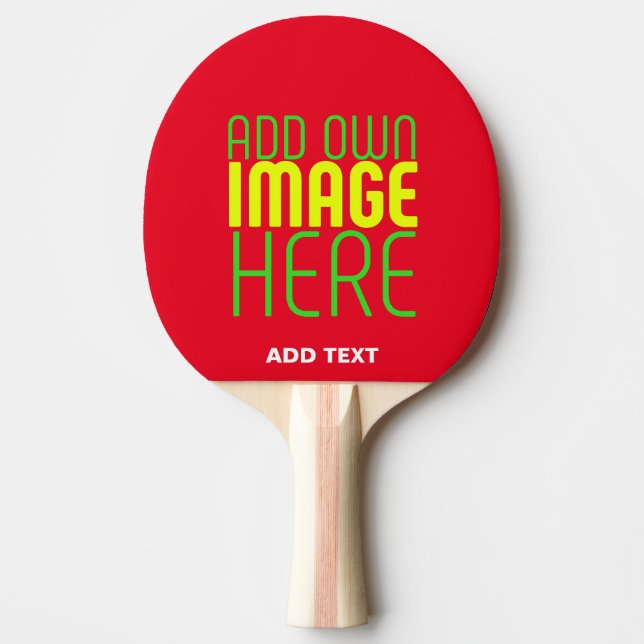 MODERN EDITABLE SIMPLE RED IMAGE TEXT TEMPLATE PING PONG PADDLE (Front)