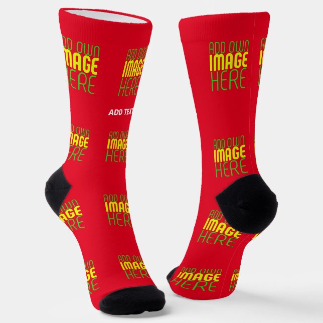 MODERN EDITABLE SIMPLE RED IMAGE TEXT TEMPLATE SOCKS (Angled)