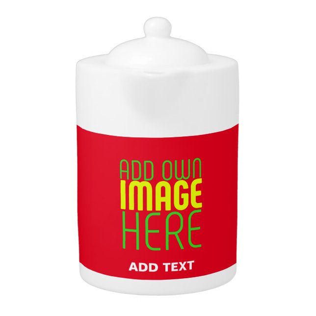 MODERN EDITABLE SIMPLE RED IMAGE TEXT TEMPLATE TEAPOT (Front)
