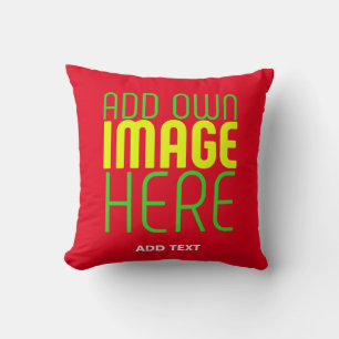 MODERN EDITABLE SIMPLE RED IMAGE TEXT TEMPLATE THROW PILLOW