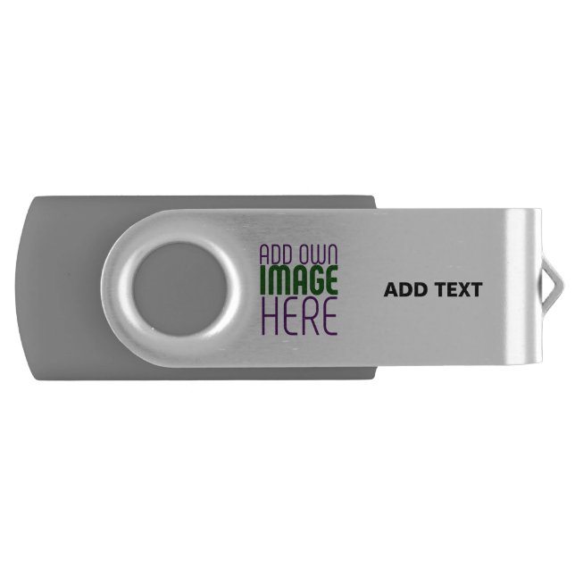 MODERN EDITABLE SIMPLE SILVERY IMAGE TEXT TEMPLATE FLASH DRIVE (Front)