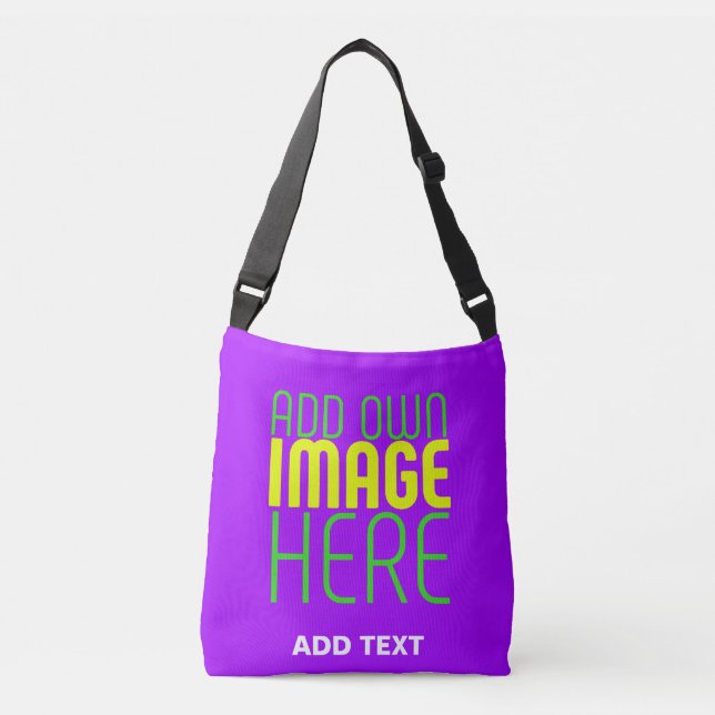 MODERN EDITABLE SIMPLE VIOLET IMAGE TEXT TEMPLATE CROSSBODY BAG (Front)