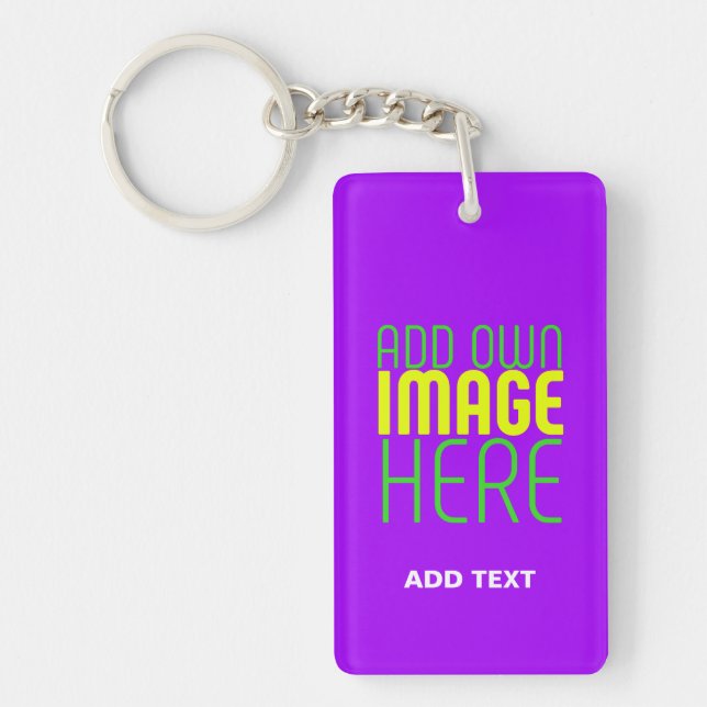 MODERN EDITABLE SIMPLE VIOLET IMAGE TEXT TEMPLATE KEYCHAIN (Front)