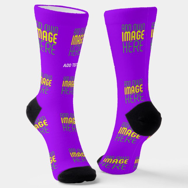 MODERN EDITABLE SIMPLE VIOLET IMAGE TEXT TEMPLATE SOCKS (Angled)
