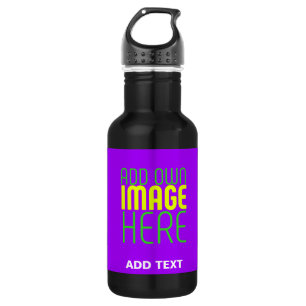 MODERN EDITABLE SIMPLE VIOLET IMAGE TEXT TEMPLATE STAINLESS STEEL WATER BOTTLE