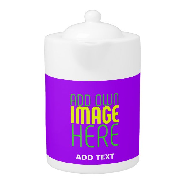 MODERN EDITABLE SIMPLE VIOLET IMAGE TEXT TEMPLATE TEAPOT (Front)