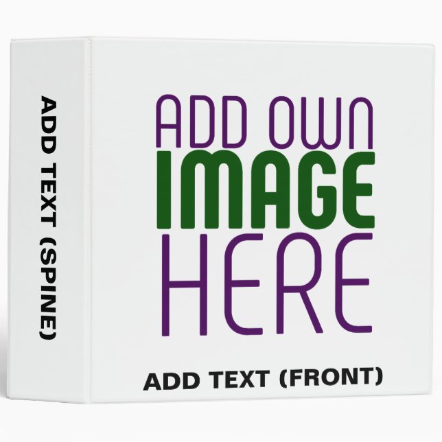 MODERN EDITABLE SIMPLE WHITE IMAGE TEXT TEMPLATE 3 RING BINDER (Front/Spine)