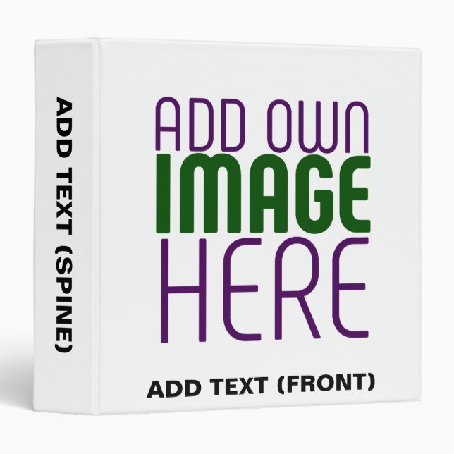 MODERN EDITABLE SIMPLE WHITE IMAGE TEXT TEMPLATE 3 RING BINDER (Front/Spine)
