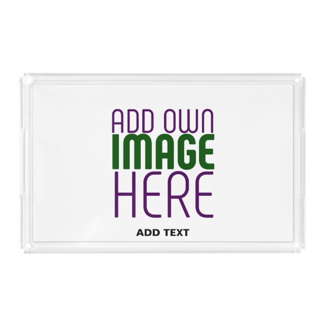 MODERN EDITABLE SIMPLE WHITE IMAGE TEXT TEMPLATE ACRYLIC TRAY (Front)
