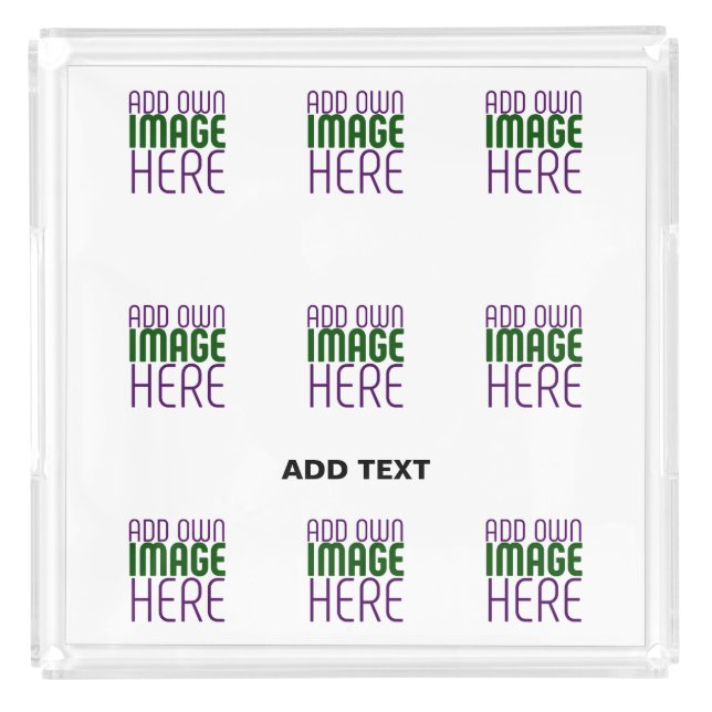 MODERN EDITABLE SIMPLE WHITE IMAGE TEXT TEMPLATE ACRYLIC TRAY (Front)