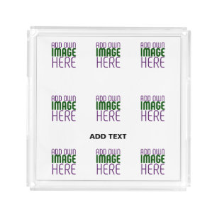 MODERN EDITABLE SIMPLE WHITE IMAGE TEXT TEMPLATE ACRYLIC TRAY