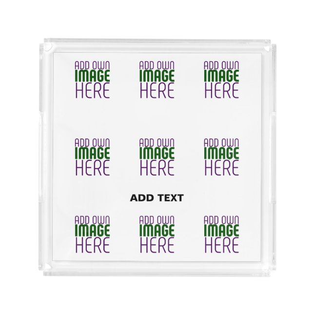 MODERN EDITABLE SIMPLE WHITE IMAGE TEXT TEMPLATE ACRYLIC TRAY (Front)