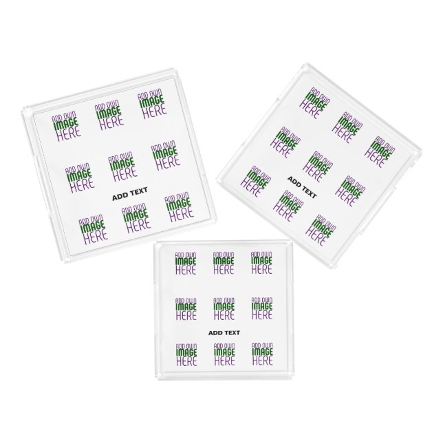 MODERN EDITABLE SIMPLE WHITE IMAGE TEXT TEMPLATE ACRYLIC TRAY (Set)