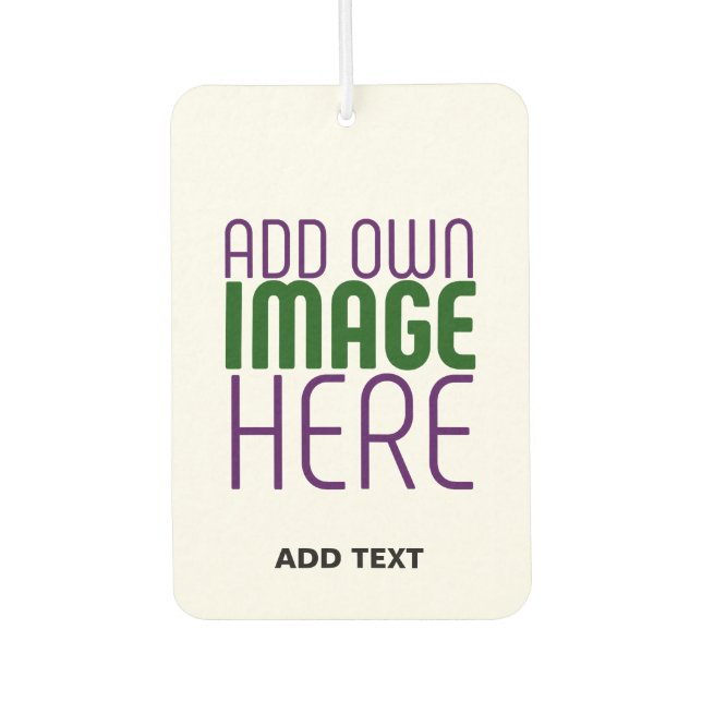 MODERN EDITABLE SIMPLE WHITE IMAGE TEXT TEMPLATE AIR FRESHENER (Front)