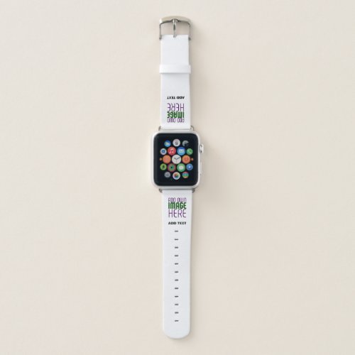 MODERN EDITABLE SIMPLE WHITE IMAGE TEXT TEMPLATE APPLE WATCH BAND