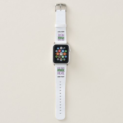 MODERN EDITABLE SIMPLE WHITE IMAGE TEXT TEMPLATE APPLE WATCH BAND