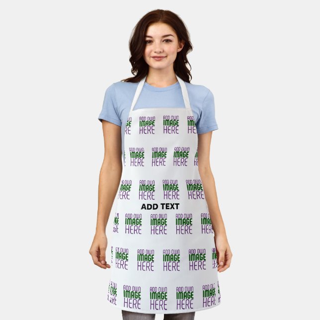 MODERN EDITABLE SIMPLE WHITE IMAGE TEXT TEMPLATE APRON (Worn)