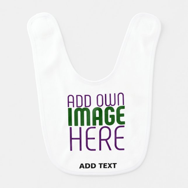 MODERN EDITABLE SIMPLE WHITE IMAGE TEXT TEMPLATE BABY BIB (Front)